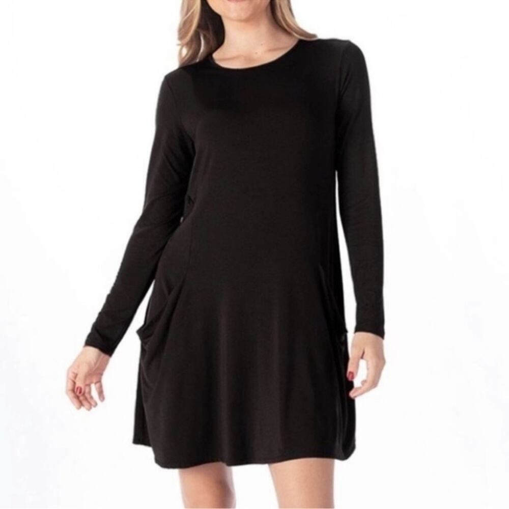 Betabrand Black Long Sleeve Jersey Travel Dress Sz.L